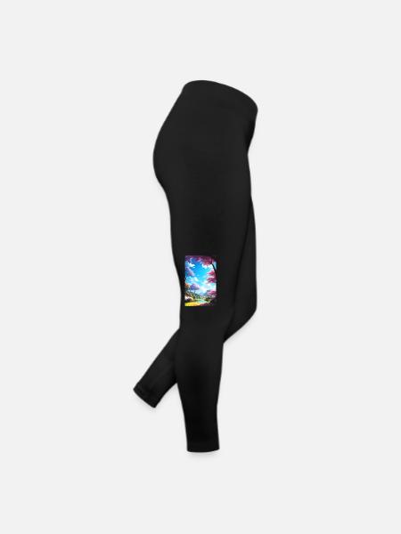 Peaceful, bright & happy anime nature scene - Women’s Jersey Leggings - black - Right