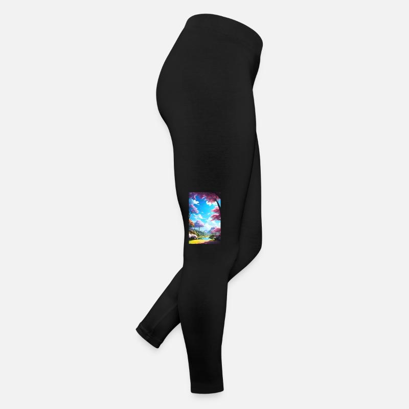 Peaceful, bright & happy anime nature scene Women’s Jersey Leggings