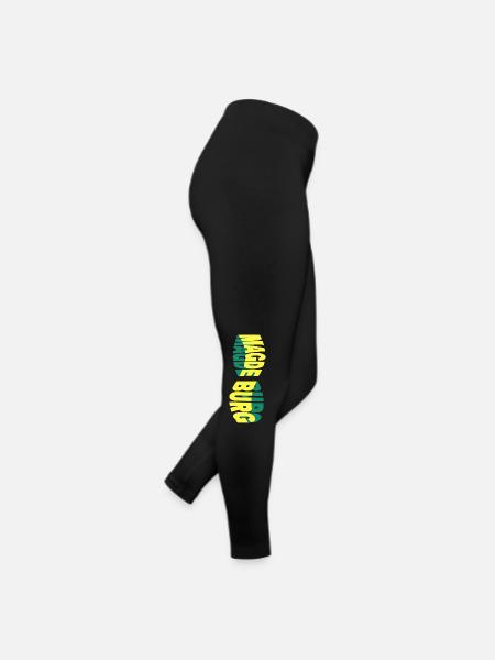 Magdeburg Germany City Skyline Font Colorful - Women’s Jersey Leggings - black - Right
