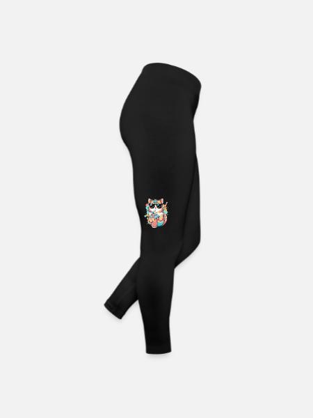 Refreshing design: A cat with sunglasses - Women’s Jersey Leggings - black - Right