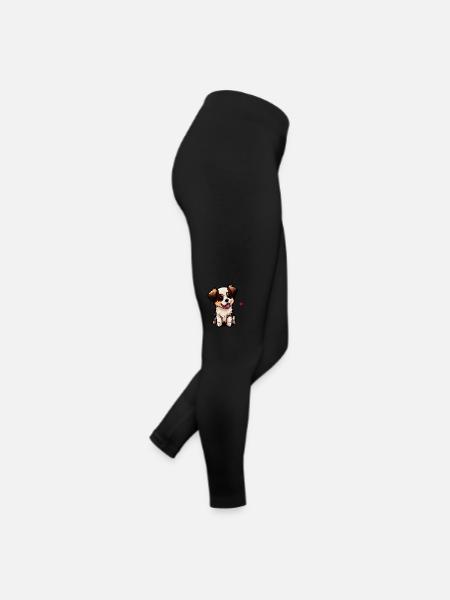 Hundebaby mit Herz: süßeste Vierbeiner der Welt - Frauen Jersey Leggings - Schwarz - Rechts