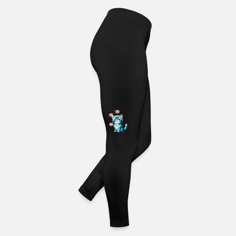Eine verspielte Katze mit blumigen Träumen Frauen Jersey Leggings