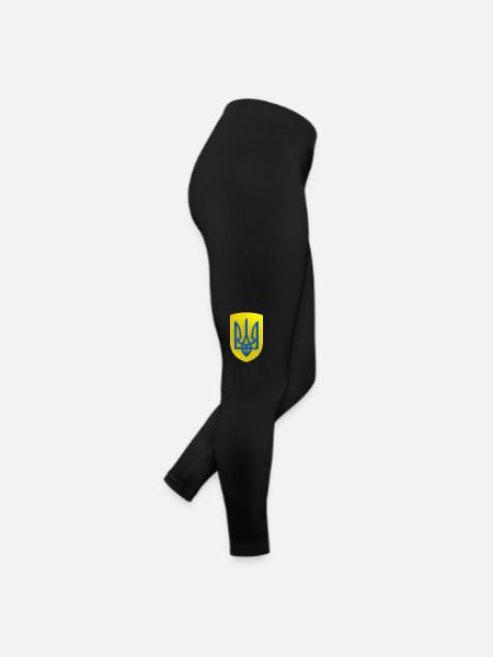 Ukraine Coat of Arms Trident Gyrfalcon Trident Blue Yellow - Women’s Jersey Leggings - black - Right