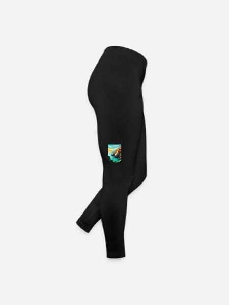 Cinque Terre Italie Affiche de voyage vintage souvenir - Legging en jersey Femme - noir - Droite