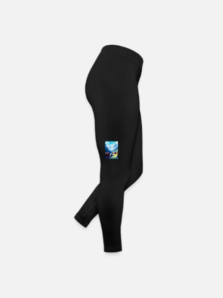 Wengen Switzerland Vintage Travel Poster Souvenir - Women’s Jersey Leggings - black - Right