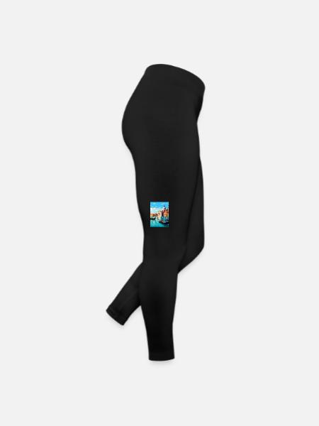 Venise Italie Affiche de voyage vintage WPA Souvenir - Legging en jersey Femme - noir - Droite