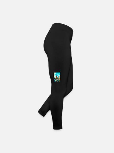 Affiche de voyage vintage de Lübeck Allemagne Souvenir WPA - Legging en jersey Femme - noir - Droite
