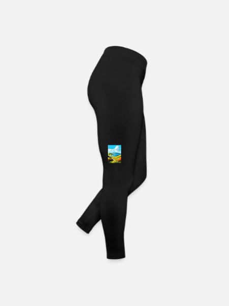 Isle Of Kerrera Schottland Vereinigtes Königreich Vintage Reiseposter - Frauen Jersey Leggings - Schwarz - Rechts