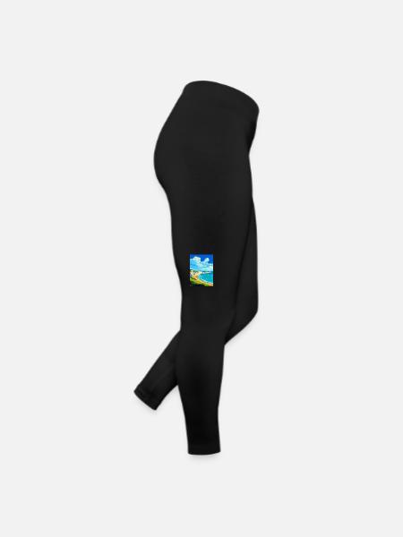 Isle Of Wight Vintage Travel Poster WPA Souvenir - Women’s Jersey Leggings - black - Right