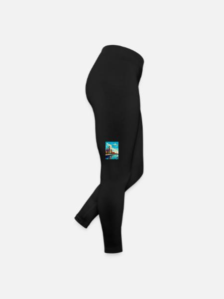 Liverpool Uk Vintage Travel Poster Souvenir WPA - Women’s Jersey Leggings - black - Right