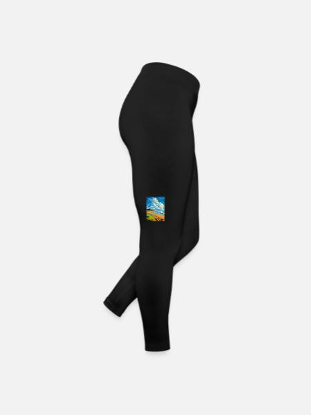 Northumberland Coast Anob Travel Poster Souvenir - Women’s Jersey Leggings - black - Right