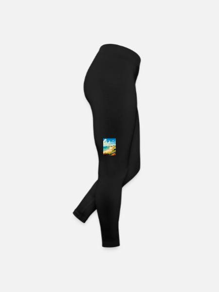 Hengistbury Head England Uk Reise Poster Souvenir - Frauen Jersey Leggings - Schwarz - Rechts