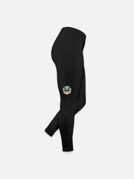 Portugais Podengo Pequeno Chien Race Dessin Animé Plage - Legging en jersey Femme - noir - Droite