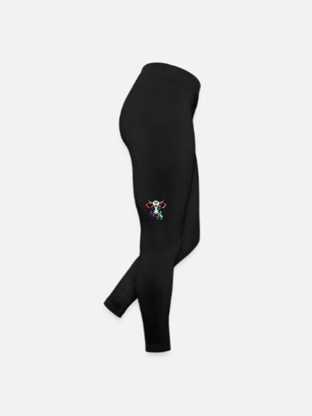 Kuh Cartoon Figur Buntes Haustier Tier - Frauen Jersey Leggings - Schwarz - Rechts