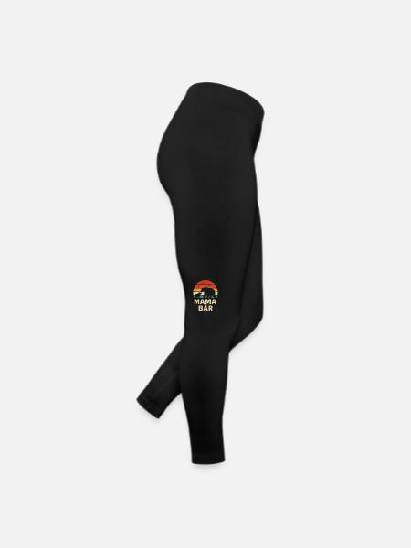 Retro Mom Bear with Baby Bear Silhouette - Women’s Jersey Leggings - black - Right