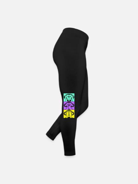 3 Weise Affen Nichts Hören Sagen Sehen Äffchen Fun - Frauen Jersey Leggings - Schwarz - Rechts