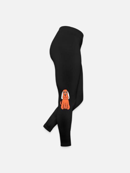 chien assis mignon petit chiot heureux animal de compagnie - Legging en jersey Femme - noir - Droite