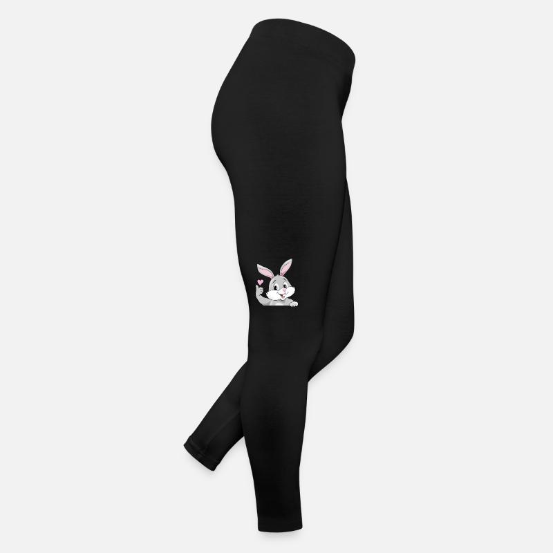 Peeking smiling rabbit Women’s Jersey Leggings
