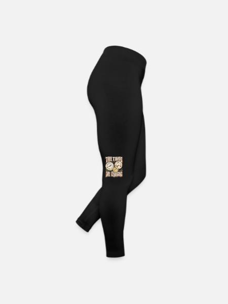 Spruch mit Uhr, Taschenuhr, Motivation-Inspiration - Frauen Jersey Leggings - Schwarz - Rechts