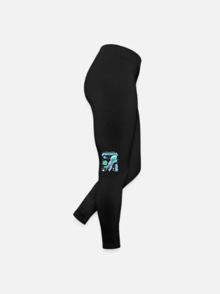 Comic-Astronaut Krokodil-Alligator im Weltall - Frauen Jersey Leggings - Schwarz - Rechts