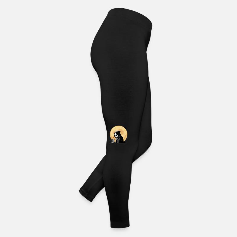 Halloween Skeleton Death Cat Full Moon Gothic Funny Women’s Jersey Leggings