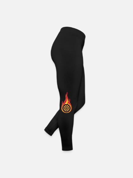 feuer zielscheibe brennen flammen heiss verein log - Frauen Jersey Leggings - Schwarz - Rechts