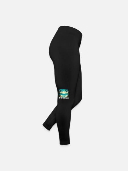 Karibik Strand Amerika Urlaub im Grunge-Stil - Frauen Jersey Leggings - Schwarz - Rechts