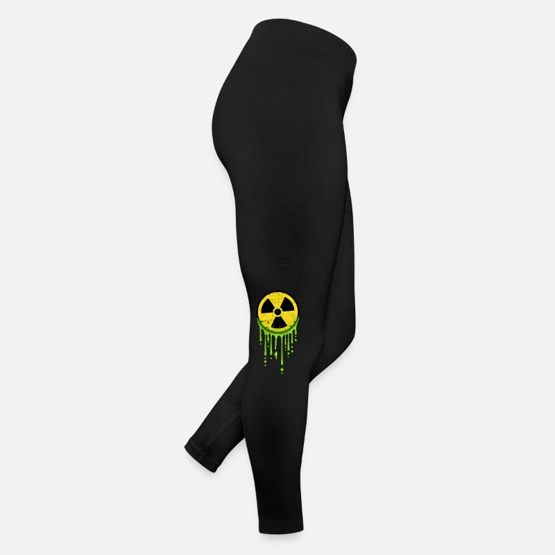 Símbolo de Alerta Radiactiva Nuclear Glibber Verde Leggings de punto para mujer