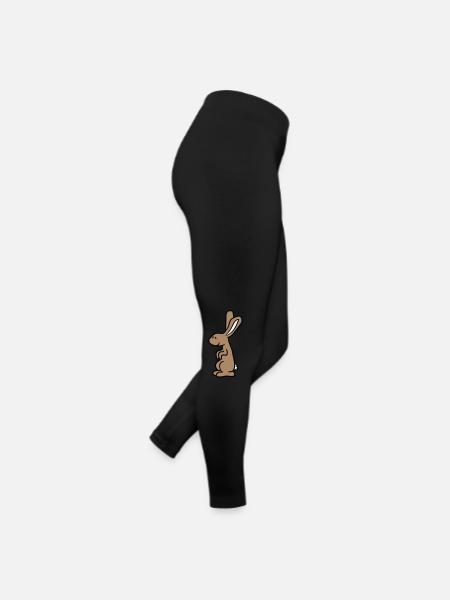 Hase Kaninchen Häschen Cartoon Kleintier niedlich - Frauen Jersey Leggings - Schwarz - Rechts