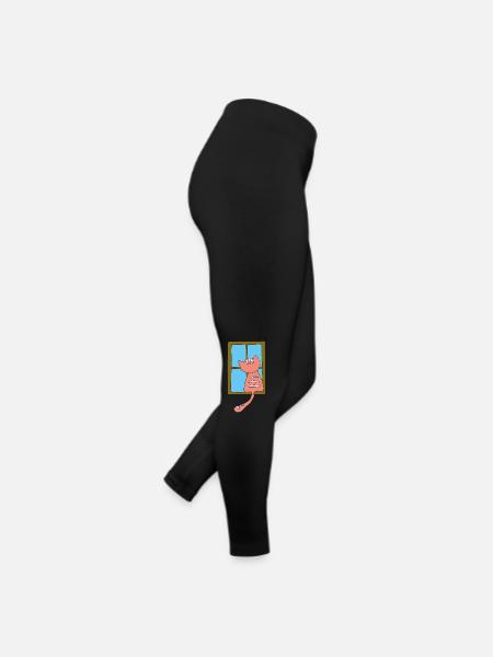 katze am fenster rosa - Frauen Jersey Leggings - Schwarz - Rechts