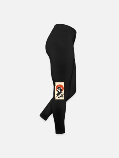 Night Wolf - Frauen Jersey Leggings - Schwarz - Rechts