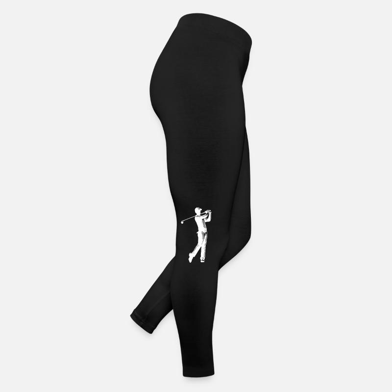 Golf player hits sport ball on golf course Women’s Jersey Leggings