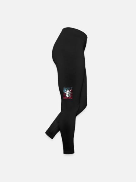 Steampunk NY City gâté Apple USA drapeau des États-Unis - Legging en jersey Femme - noir - Droite