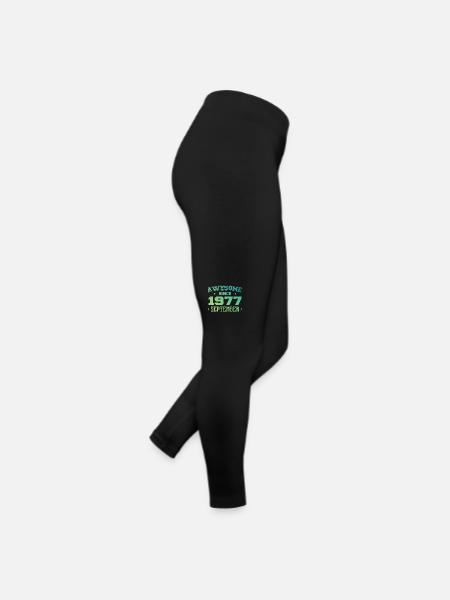 September 1977 Geburtstagsgeschenk September 1977 - Frauen Jersey Leggings - Schwarz - Rechts