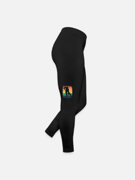 Eishockeyspieler Vintage Eishockey - Frauen Jersey Leggings - Schwarz - Rechts