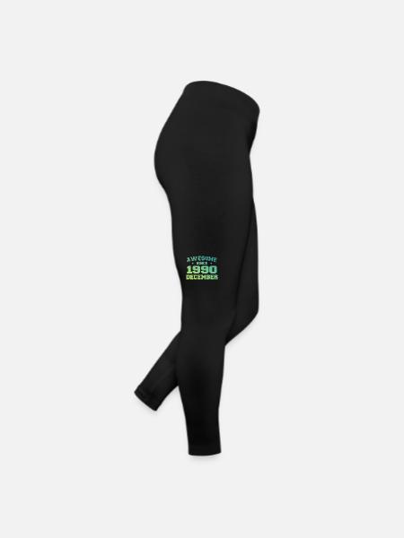 December 1990 Birthday - December 1990 Gift - Women’s Jersey Leggings - black - Right