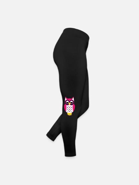 Eule - Frauen Jersey Leggings - Schwarz - Rechts