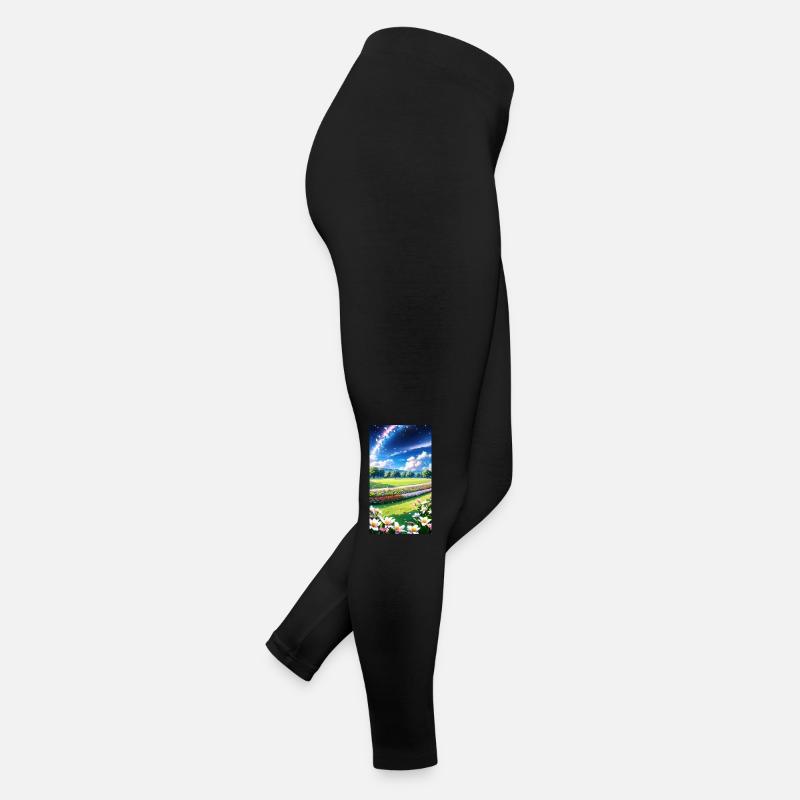 Landscape with 4 Areas, Generative AI - Women’s Jersey Leggings - black