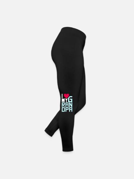 I Love My Grandpa Bester Opa Großvater Herz - Frauen Jersey Leggings - Schwarz - Rechts