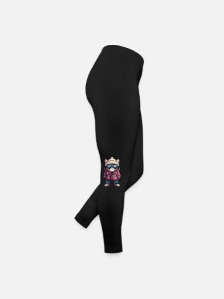 Chat d’hiver - Legging en jersey Femme - noir - Droite