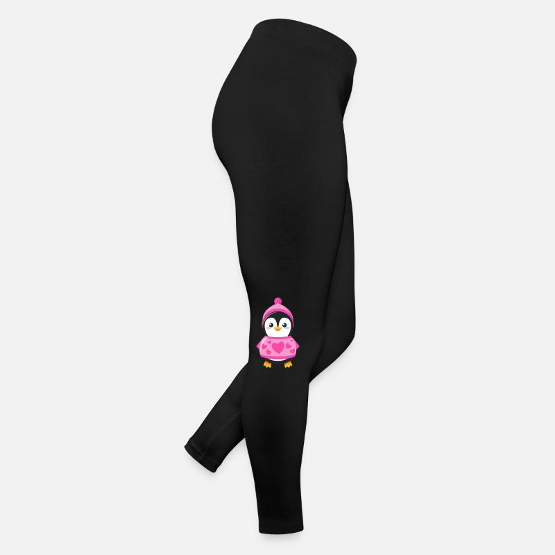 Cute penguin with heart sweater and cap Women’s Jersey Leggings