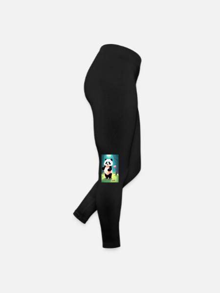 Panda cooles Porträt Zeichnung Nahaufnahme cool süß - Frauen Jersey Leggings - Schwarz - Rechts