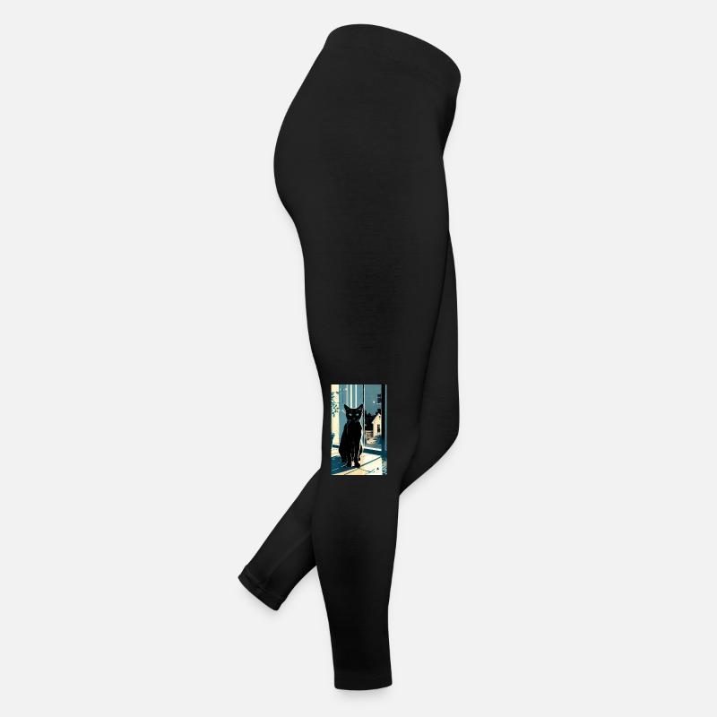 Domestic short haired cat during night Women’s Jersey Leggings
