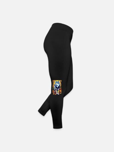 Loup | Prédateur | Chien | Mystique - Legging en jersey Femme - noir - Droite