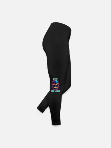 Colorful skull with feathers - Women’s Jersey Leggings - black - Right