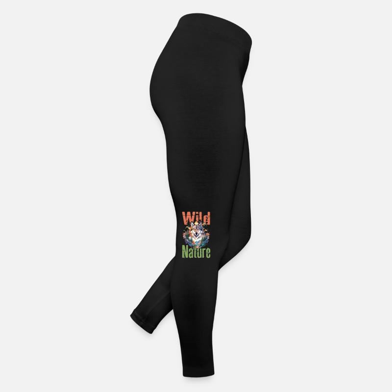 Wolf Wild Nature Wolf Head Wilderness Forest Trees Women’s Jersey Leggings