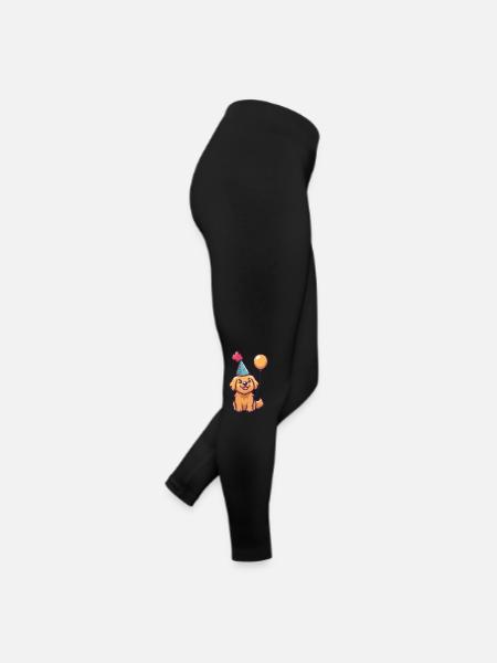 Golden Retriever Hunde Geburtstag Comic Lustig - Frauen Jersey Leggings - Schwarz - Rechts
