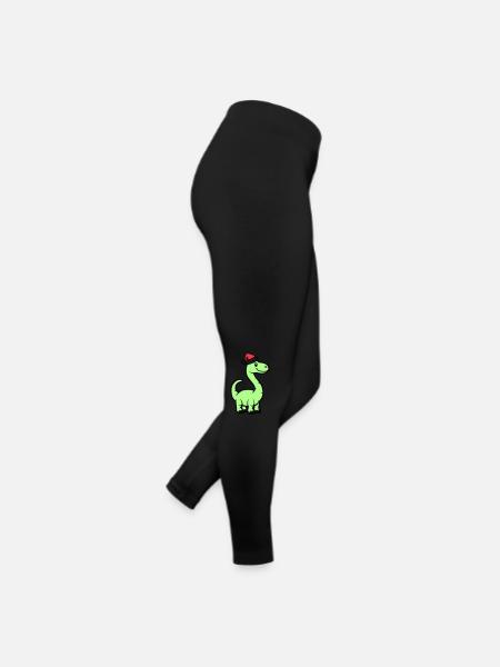 Dinosaur Brontosaurus Santa Claus - Women’s Jersey Leggings - black - Right