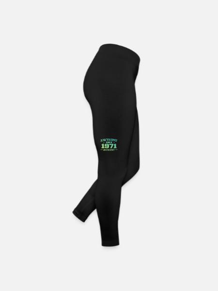 1971 August Year Birth Birthday August 1971 - Women’s Jersey Leggings - black - Right