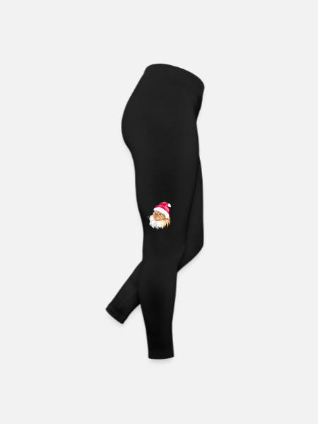 Cute proud ginger cat in Santa hat - Women’s Jersey Leggings - black - Right